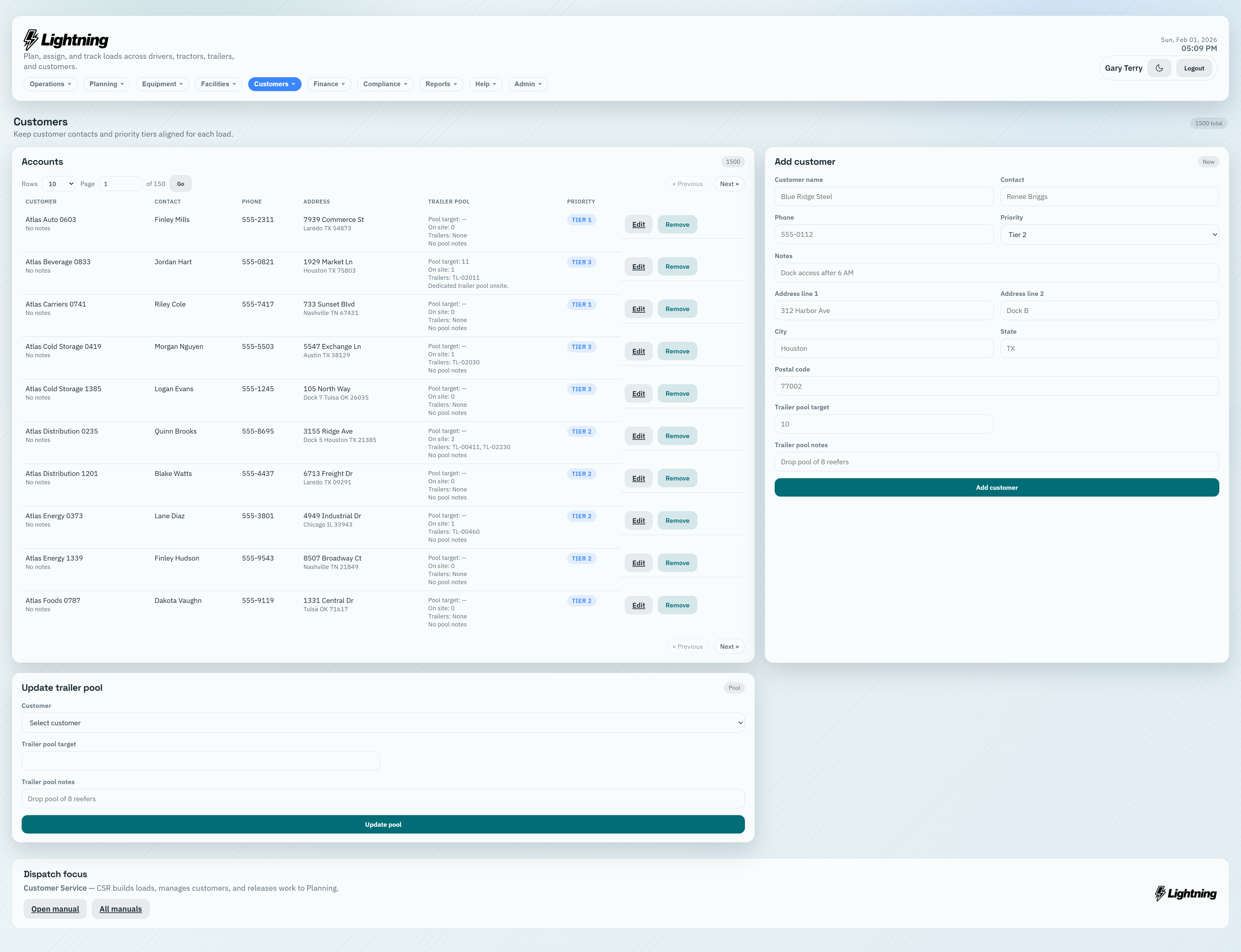 Customers module