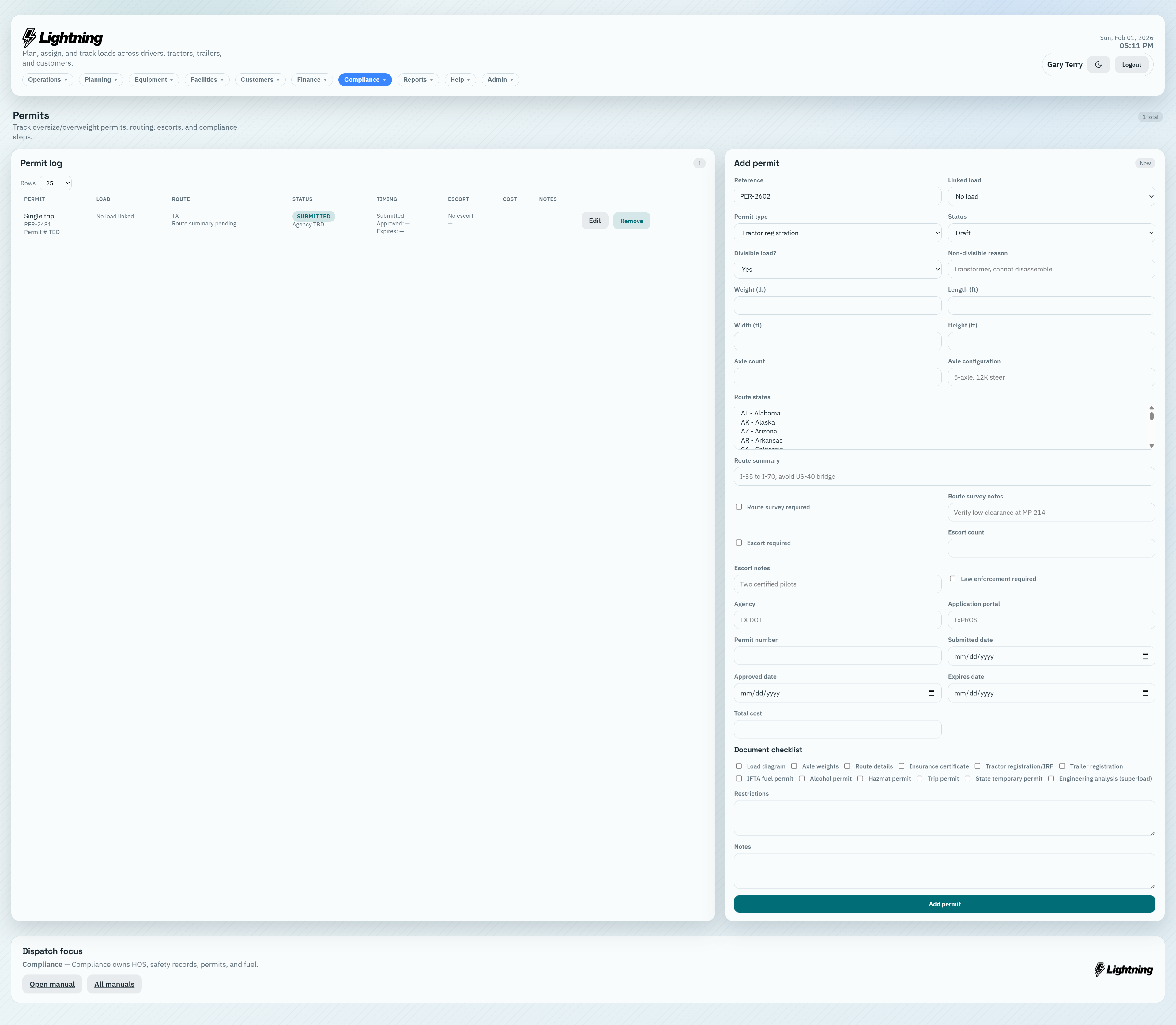 Permits module