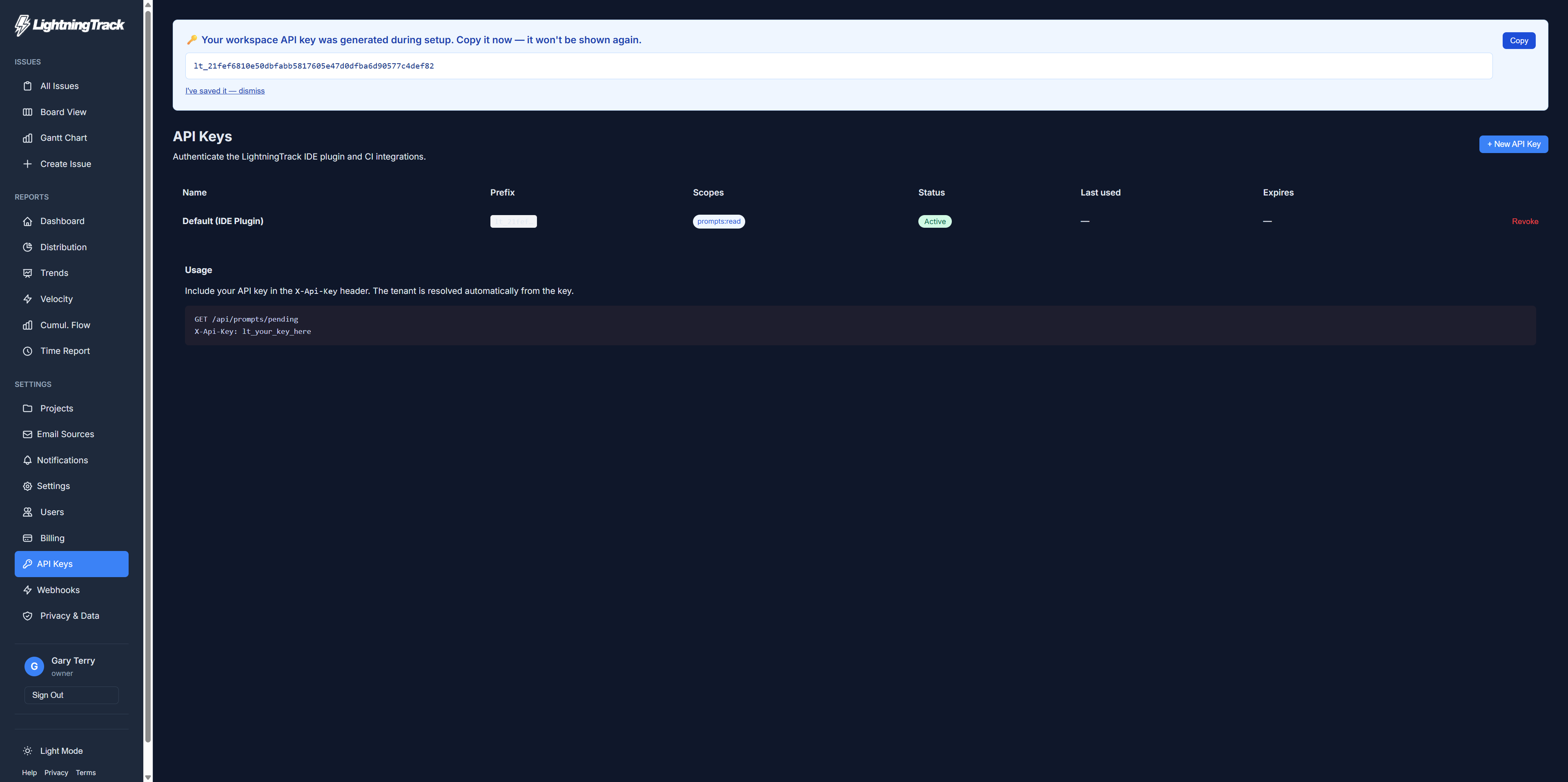 API Keys management