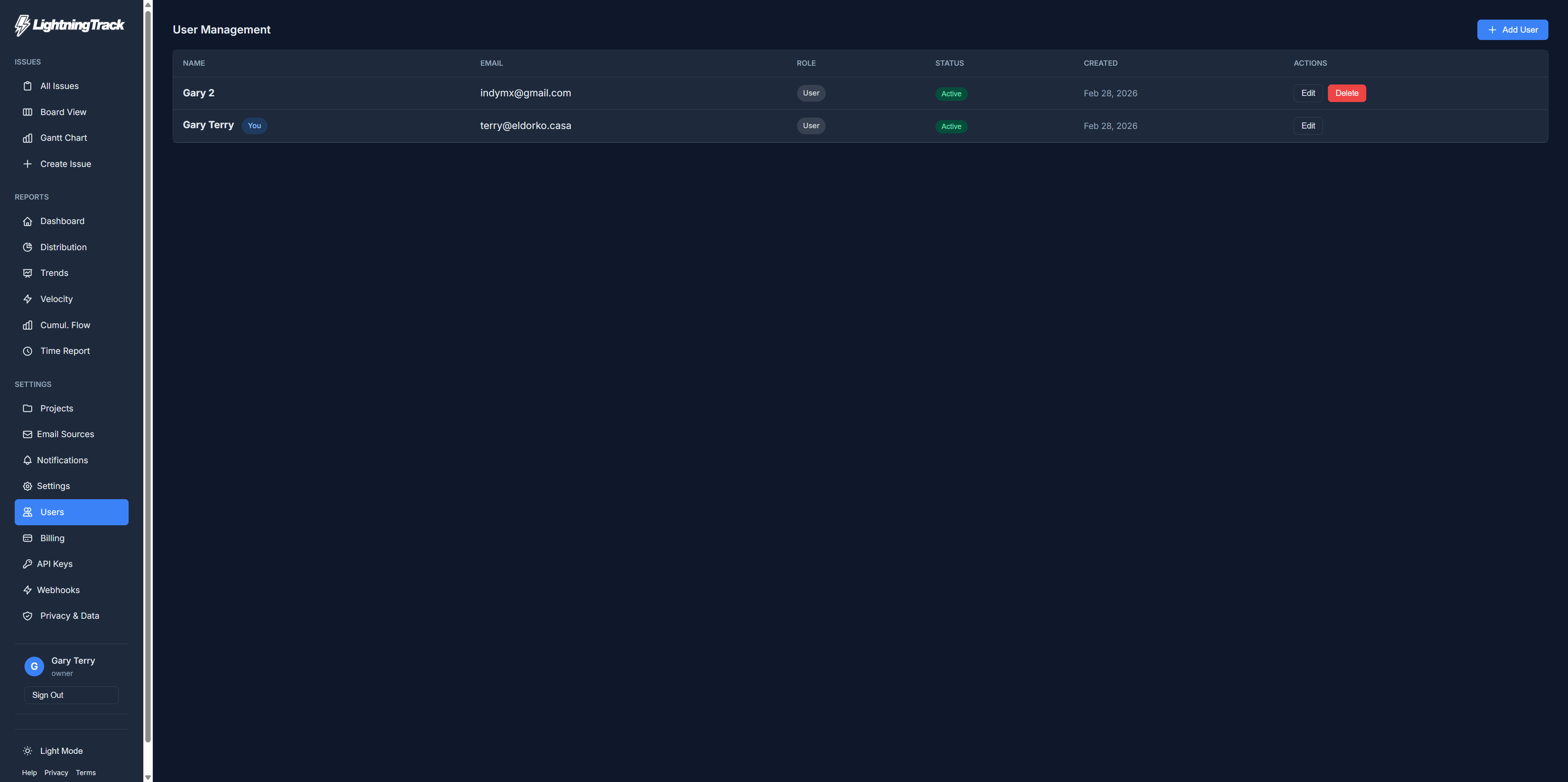 Account settings