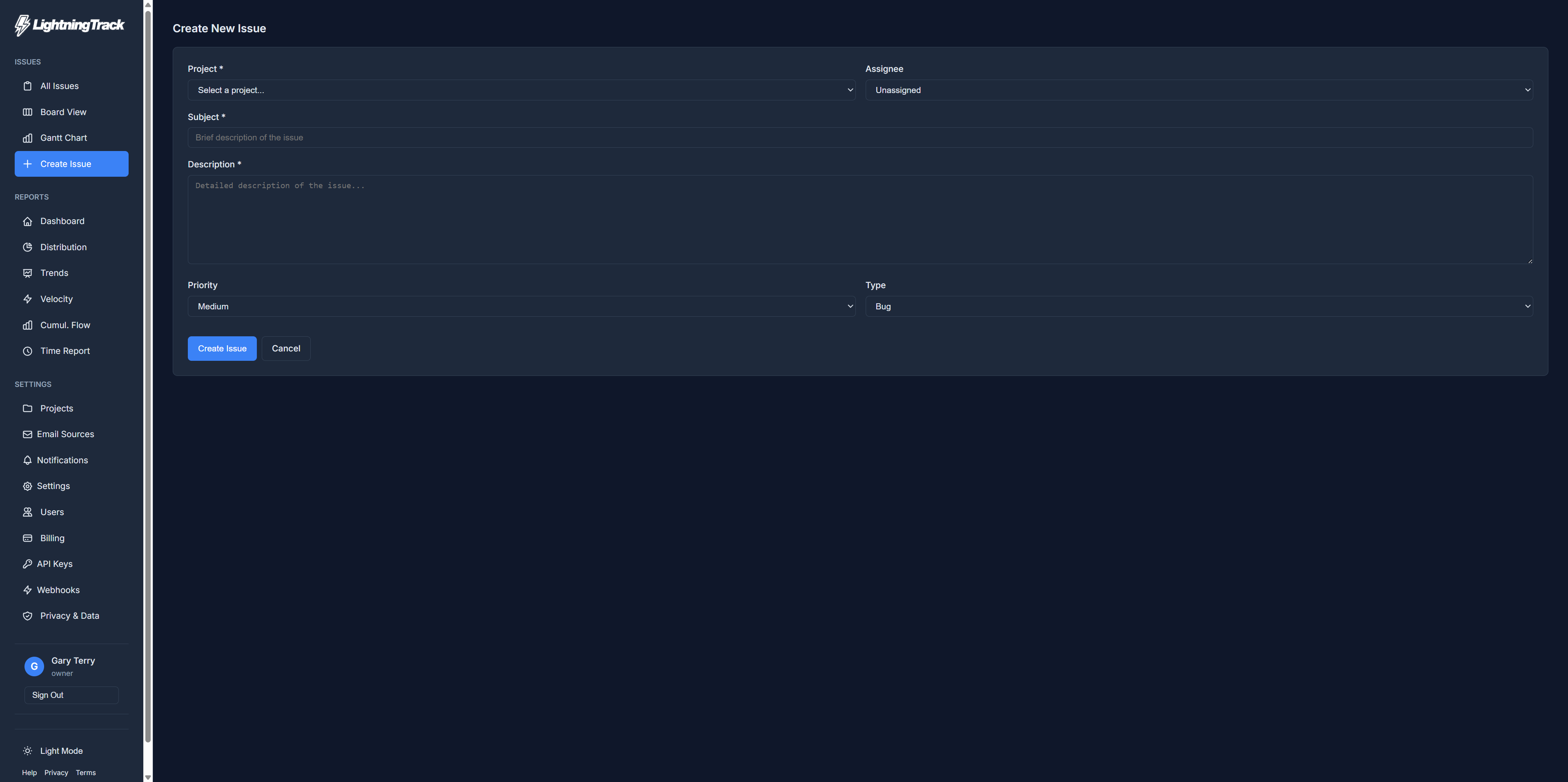 Issue filtering