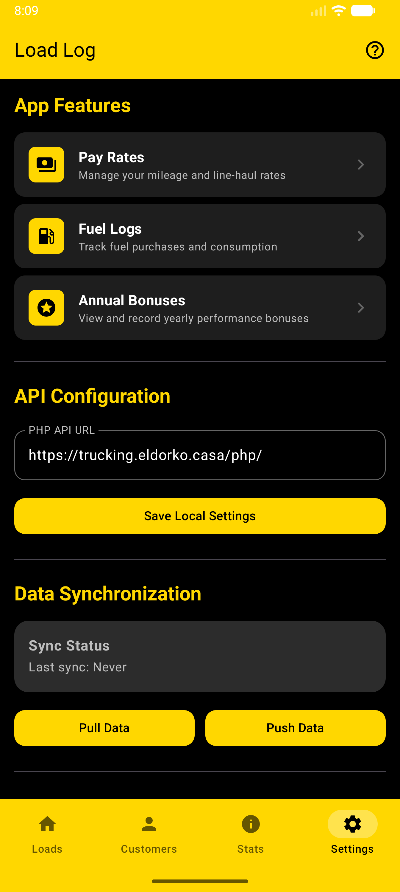 Load Log Settings