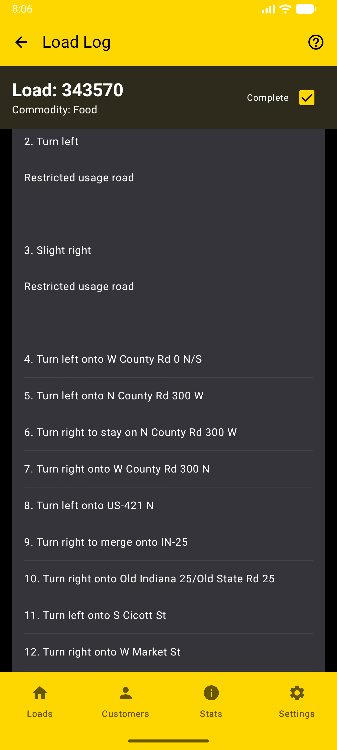Load Log Directions
