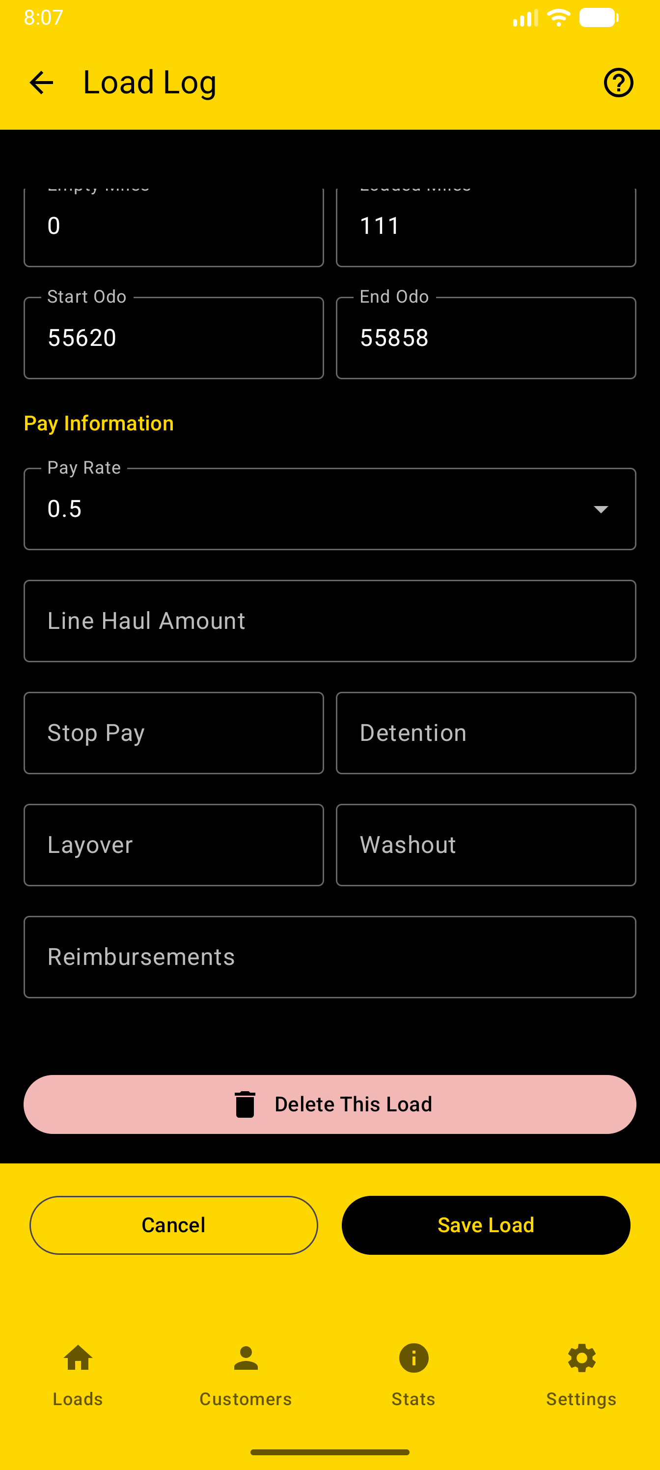 Load Log Pay Info