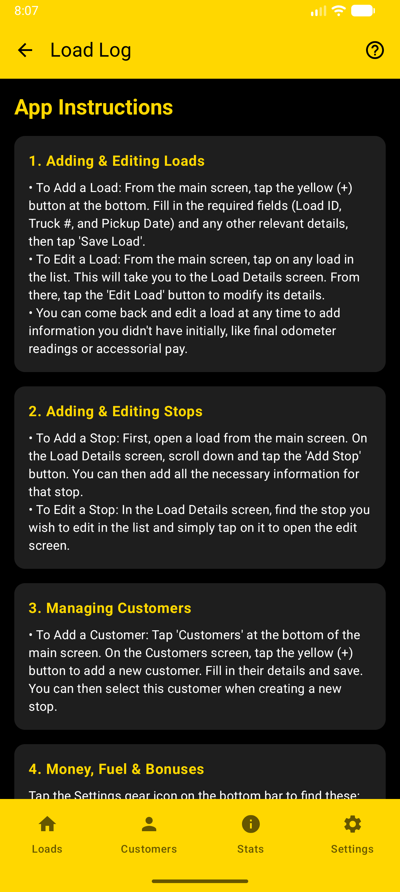 Load Log Instructions