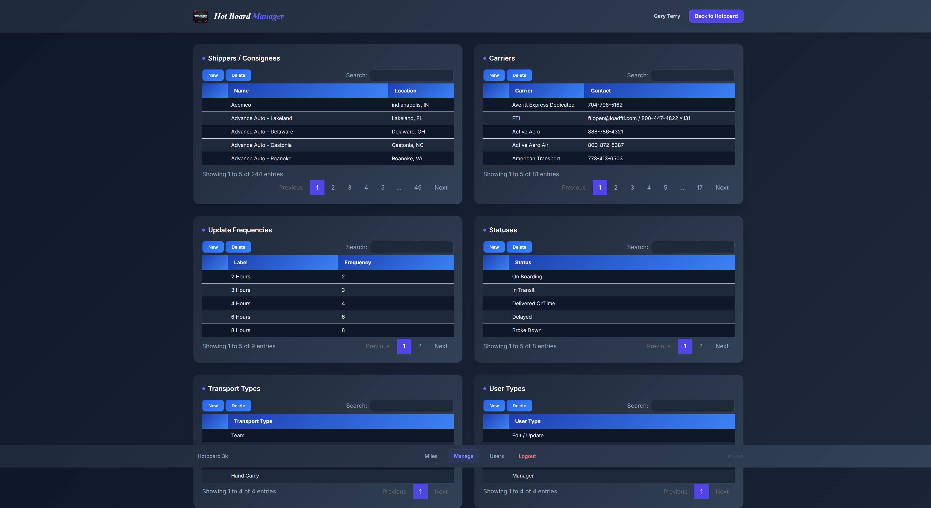 Manager Interface